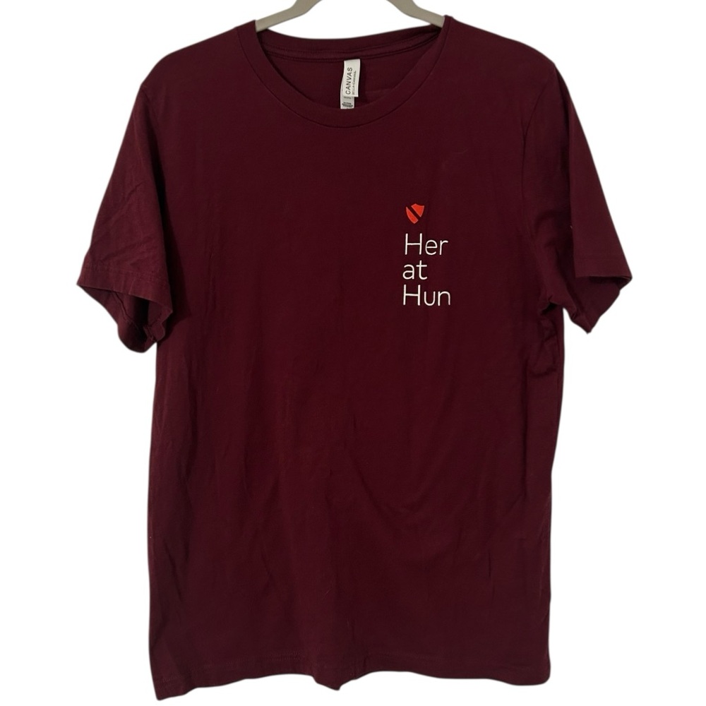 LIKE NEW Her at Hun School Empowerment Maroon Top Shirt Women’s Size Large Fit!